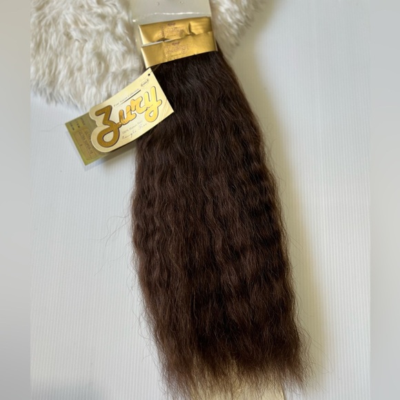 Kinky Straight  Wavy 16 In 100% Human hair Extensions Medium dark brown #4 - Picture 1 of 4